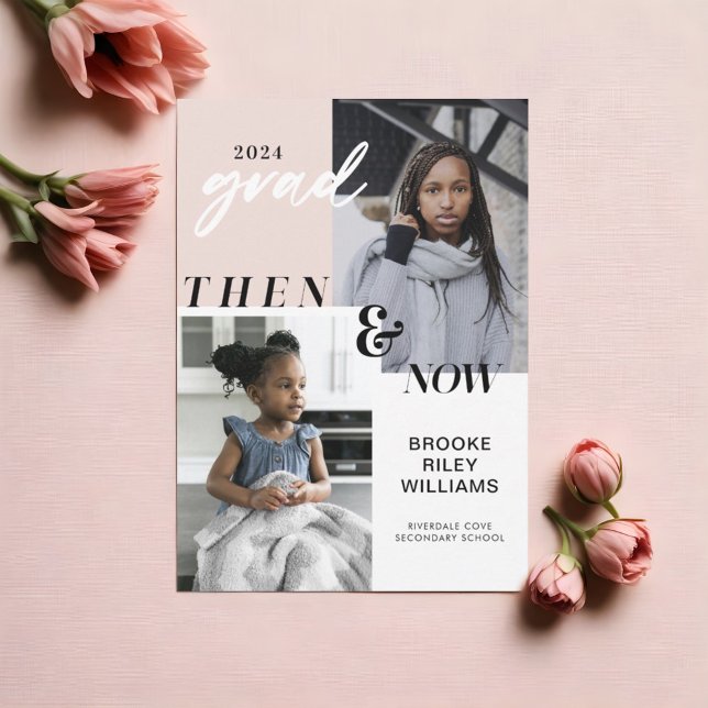 Through the Years - Now & Then Graduation 2 Photo Invitation (Through the Years - Now & Then Graduation 2 Photo Invitation)