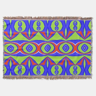 Throw Blanket Modern green red blue fabric pattern