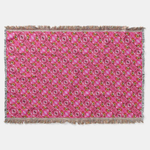 Throw Blanket Pink Peony Pattern