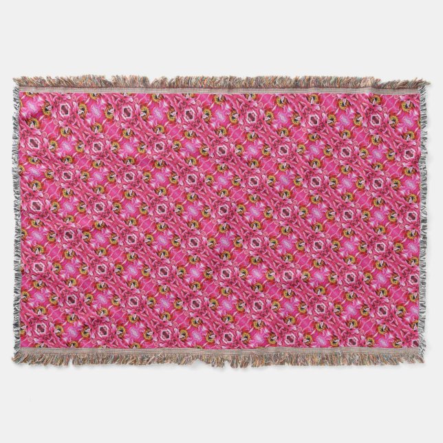 Throw Blanket Pink Peony Pattern (Front)