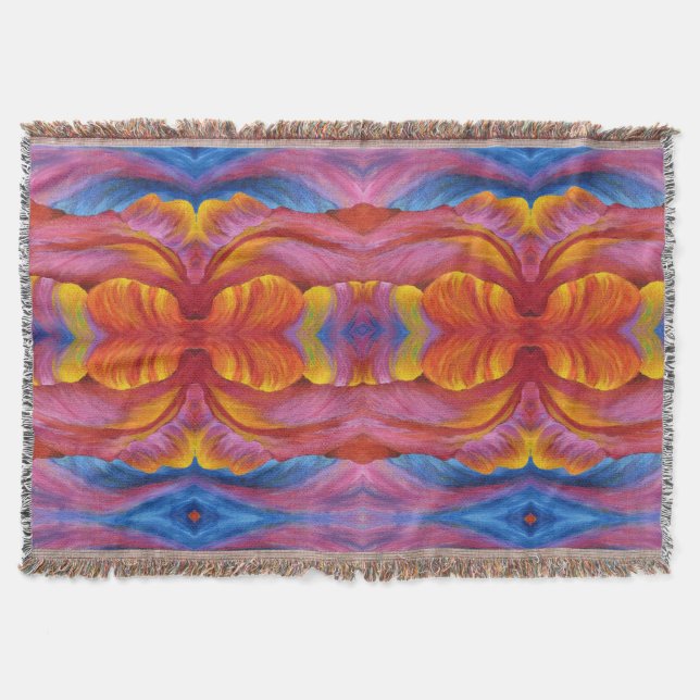 Throw Blanket Rainbow Tulip Pattern (Front)