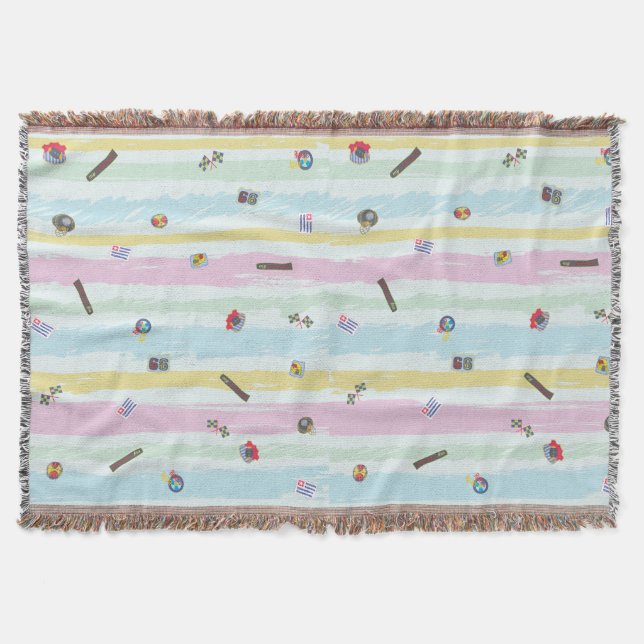 Throw Blanket – Sports & Stripes Pastel Racing  (Front)