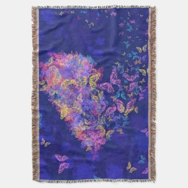 Throw Blanket with Butterflies Heart (Front Vertical)