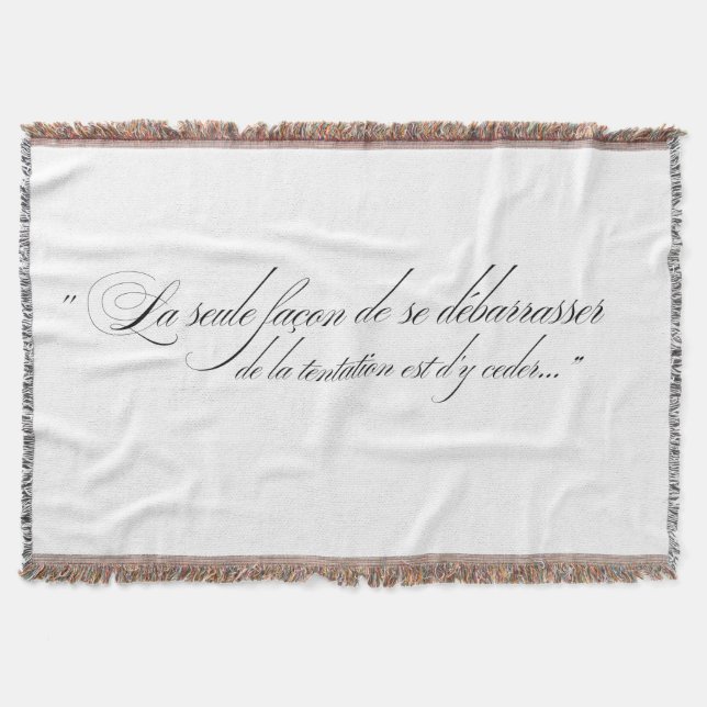Throw Blanket with French Script text (Front)