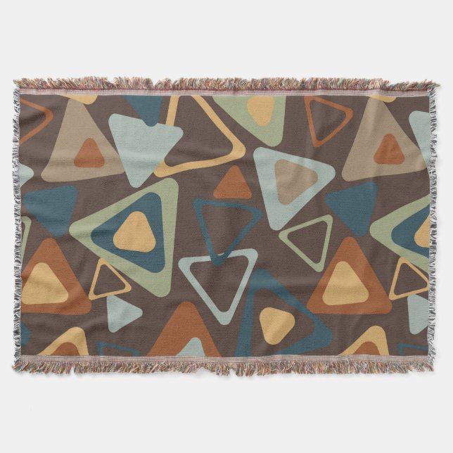 Throw Blanket With Mid Century Modern Triangles  (Front)