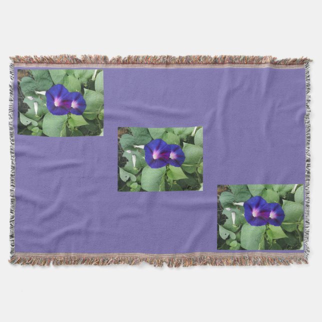 Throw Blanket with Purple Flowers (Front)