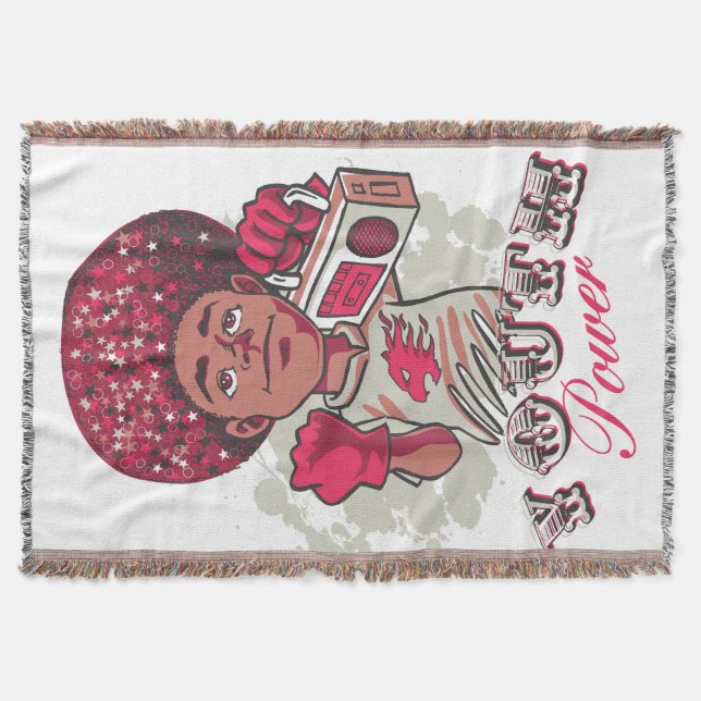 Throw Blanket – YOUTH Power Afro & Boombox Urban (Front)