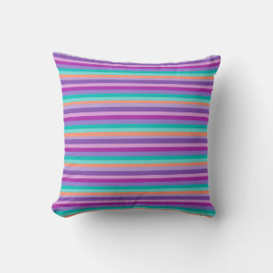 Throw Cushion 41 x 41 cm Purple Green Stripes
