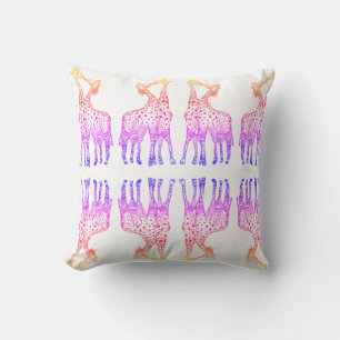 Throw Cushion Giraffes Kiss colorful art