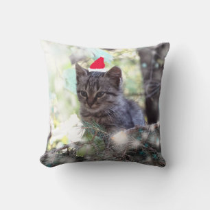 Throw Cushion Kitten Christmas time
