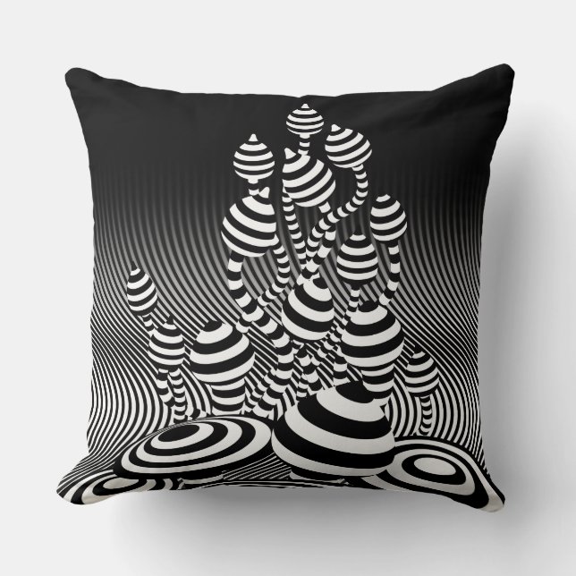 Throw cushion Magic Mushrooms optical design. (Front)