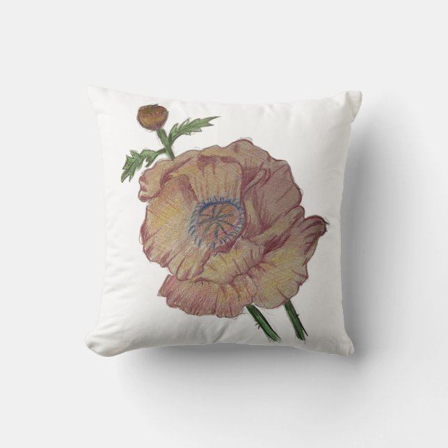 Throw Cushion Watercolour Pencil Flower (Front)
