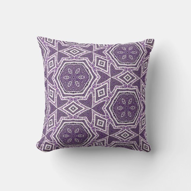 Throw Cushion with Purple Repeat Pattern (Front)