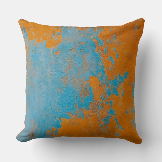 Throw Cushions - Rustic Wall Yellow Blue Mustard (Front)