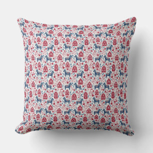 Throw Cushions - Swedish Folk Art Dala Horse