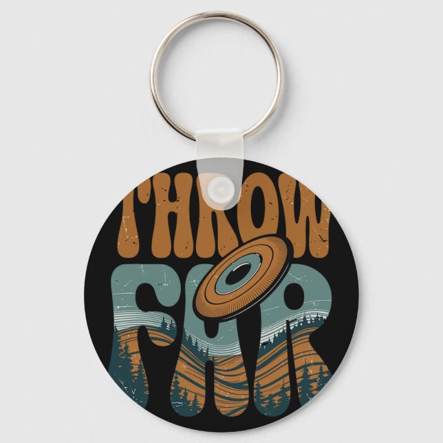 Throw Far Ultimate Frisbee Disc Golf  Key Ring (Front)