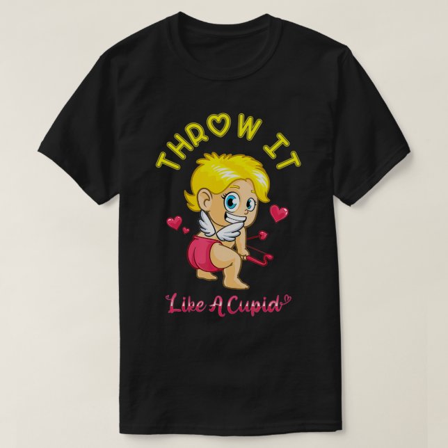 Throw It Like Cupid Happy Valentine's Day Cute Men T-Shirt (Design Front)