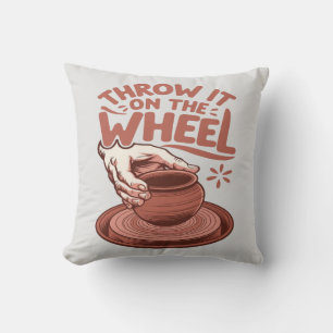 Throw It on the Wheel Pottery Art Clay Craft Cushion