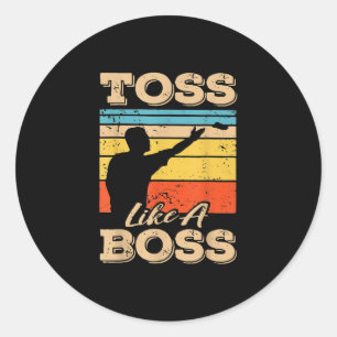 Throw like a Boss Vintage Cornhole Classic Round Sticker