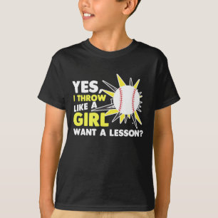 Throw Like A Girl Baseball Player Softball Pitcher T-Shirt