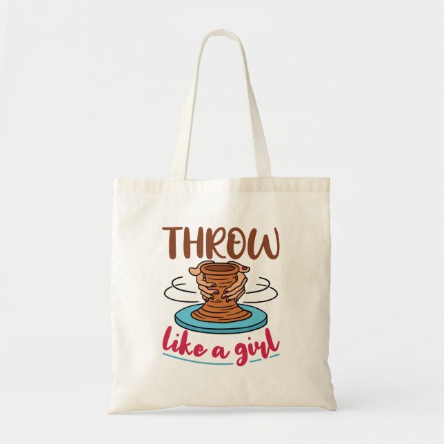 Throw Like a Girl Pottery Tote Bag (Front)