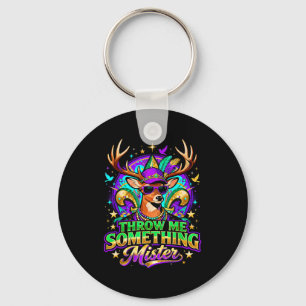 Throw Me Soing Mister Mardi Gras Deer Design _2 Key Ring