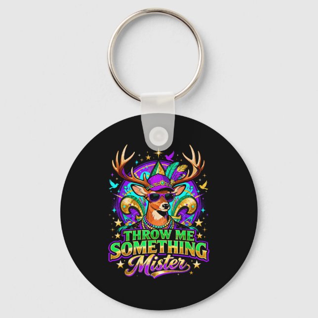 Throw Me Soing Mister Mardi Gras Deer Design _2  Key Ring (Front)