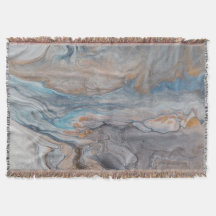 Throw - modern abstract river blue bronze cream