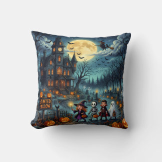 Throw PHalloween Haunted House Trick or Treatillow Cushion