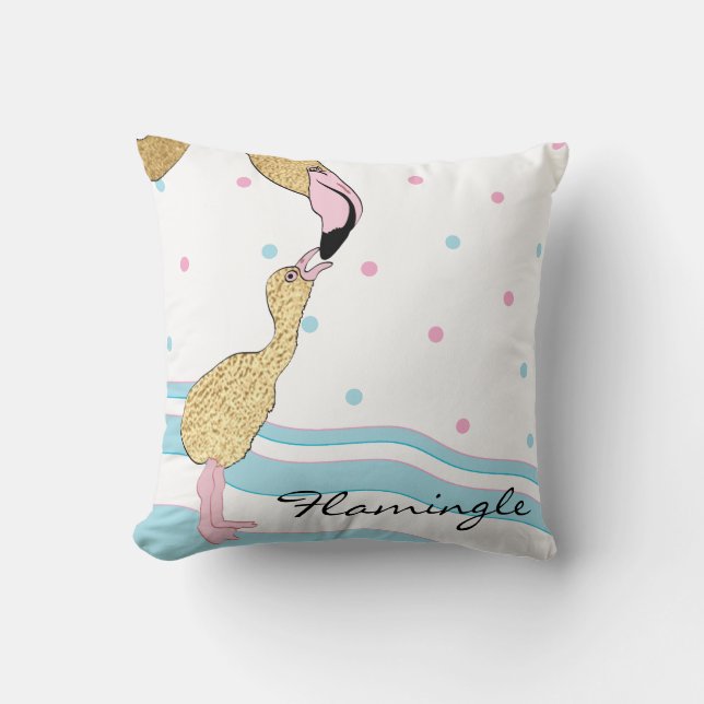 Throw Pillow 16" Square Flamingle (Front)