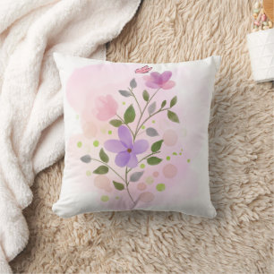 Throw Pillow 16" x 16"Soft Watercolor Illustration