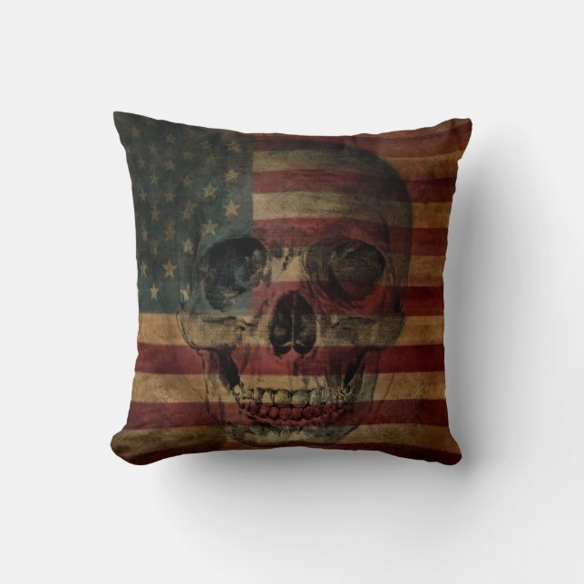 Throw Pillow 20" x 20" with skull design (Front)