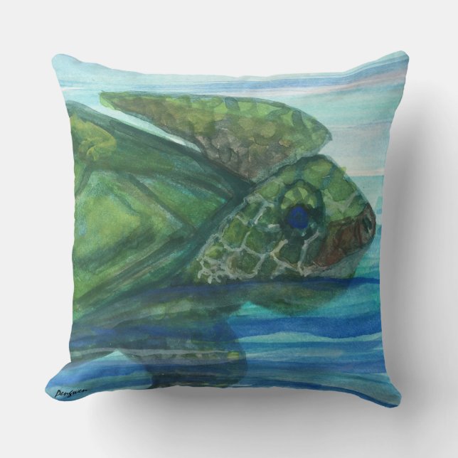 Throw Pillow 20x20 Reversible Maui Turtle/Beach (Front)