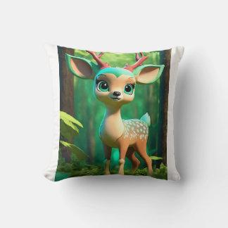 Throw Pillow a cute baby deer 