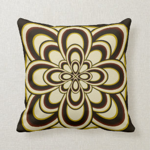 Throw Pillow, Abstract Flower 2, Brown Olive Green Cushion