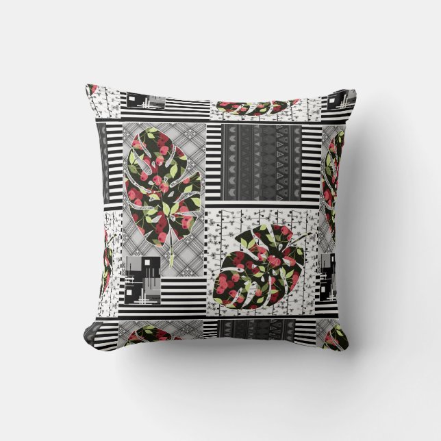 Throw Pillow Abstract patchwork quilting quilt ret (Front)
