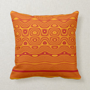 Throw Pillow, Abstract Stripes and Dots, Orange Cushion