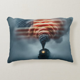 Throw Pillow-All Aboard the Freedom Train Decorative Cushion