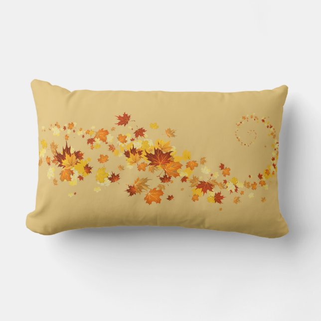 Throw Pillow-Autumn Leaves Lumbar Cushion (Front)