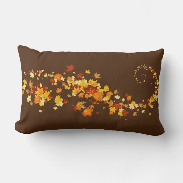 Throw Pillow-Autumn Leaves Lumbar Cushion (Front)