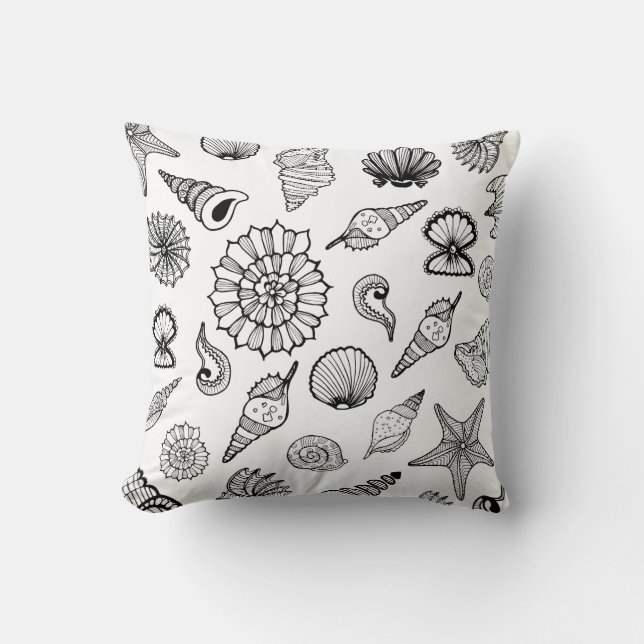 Throw Pillow-Beach Shells Cushion (Front)