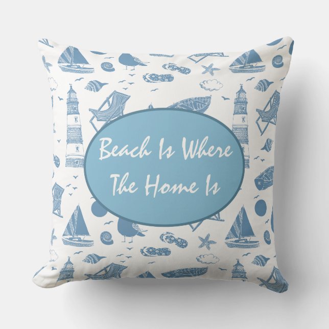 Throw Pillow-Beach Theme Cushion (Front)