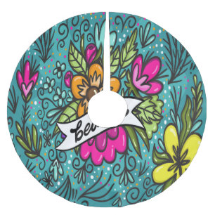 Throw Pillow Beauty with Flowers Brushed Polyester Tree Skirt