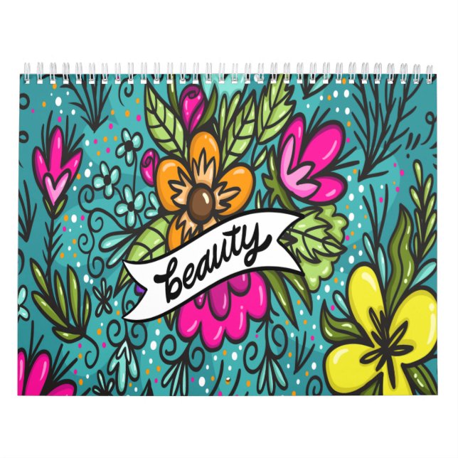 Throw Pillow Beauty with Flowers Calendar (Cover)