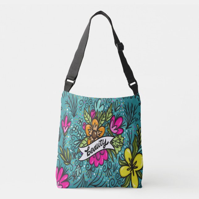 Throw Pillow Beauty with Flowers Crossbody Bag (Front)