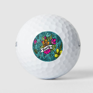 Throw Pillow Beauty with Flowers Golf Balls