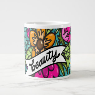 Throw Pillow Beauty with Flowers Large Coffee Mug