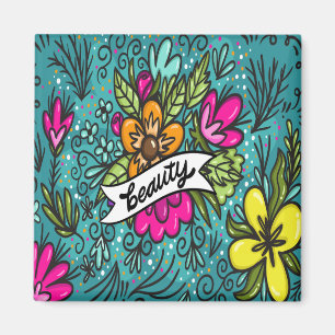 Throw Pillow Beauty with Flowers Magnet