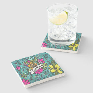 Throw Pillow Beauty with Flowers Stone Coaster