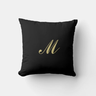 Throw Pillow Black Gold Custom Monogram